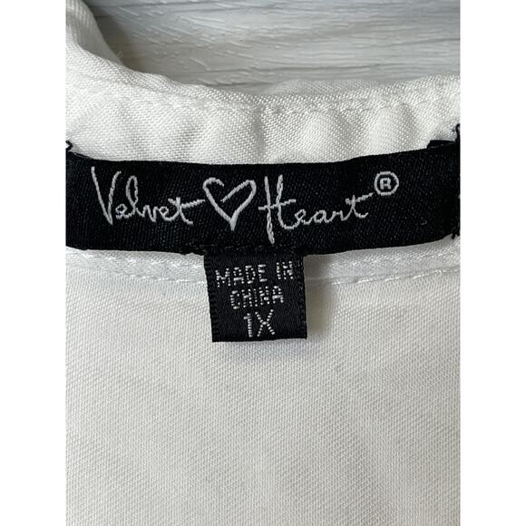 Velvet Heart Shirt Womens 1X White Tencel Button Front Long Sleeve Roll Tab Soft - Picture 6 of 9